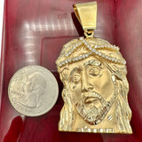 2.45” 14k Solid Gold Jesus Face Pendant