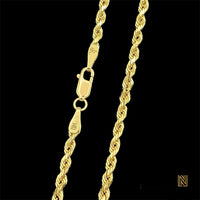 3mm 14k Yellow Gold Solid Rope Chain