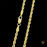 3mm 14k Yellow Gold Solid Rope Chain