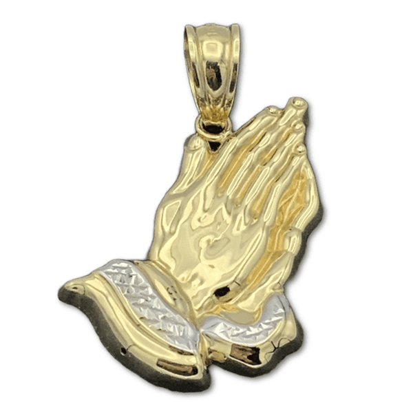 10K Yellow Gold ‘Praying Hands’ pendant - 1.75” tall