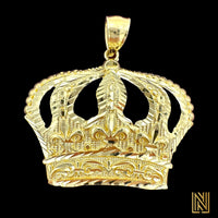 1.5” 14K Yellow Gold Monarch Crown Pendant