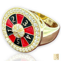 14K Yellow Gold Enameled Casino Roulette Ring