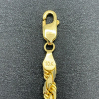 4.5MM 10K Yellow Gold Solid DC Rope Bracelet