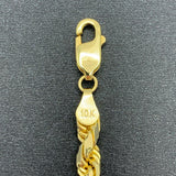 4.5MM 10K Yellow Gold Solid DC Rope Bracelet