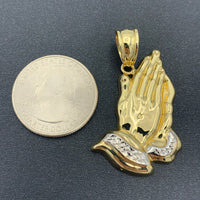 10K Yellow Gold ‘Praying Hands’ pendant - 1.75” tall