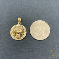 14K Gold and CZ Lion Head Pendant