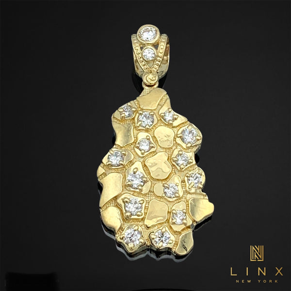 10K Gold and C/Z Nugget Pendant