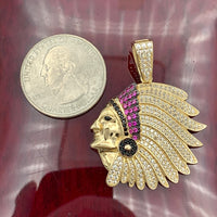 1.67” 14k Yellow Gold Native Chief Pendant