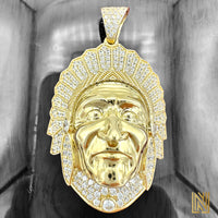 1.96” 14K Yellow Gold Native Chief Pendant