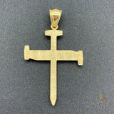 10K Two-tone Gold Nail Cross Pendant