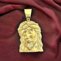 2.45” 14k Solid Gold Jesus Face Pendant