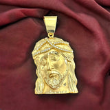 2.45” 14k Solid Gold Jesus Face Pendant