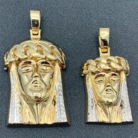 14K Yellow Gold Jesus Head Pendant