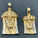 14K Yellow Gold Jesus Head Pendant