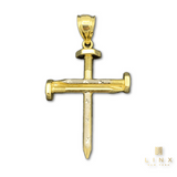10K Two-tone Gold Nail Cross Pendant