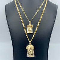 14K Yellow Gold Jesus Head Pendant