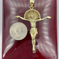 2.8” 10K Yellow Gold Crucifixion of Jesus Pendant