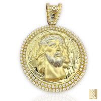 2.58” 14k Yellow Gold Jesus Face Medallion