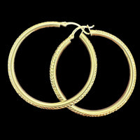 14k Yellow Gold Diamond Cut Hoop Earrings (2 sizes)
