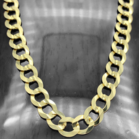 7mm 14K Yellow Gold Solid Flat Curb Chain