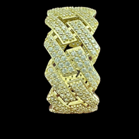 11mm 14K Yellow Gold Cuban Link Eternity Band Ring