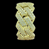 11mm 14K Yellow Gold Cuban Link Eternity Band Ring