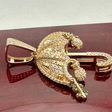 1.58” 14K Yellow Gold Umbrella Pendant