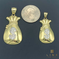 10K Gold Money Bag Pendant