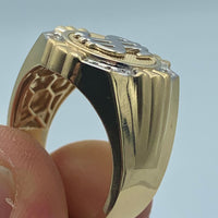 14K Yellow and White Gold Dollar Sign Ring