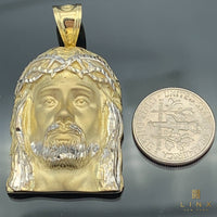 10K Two-tone Gold Jesus Face Pendant