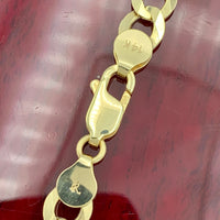 7mm 14K Yellow Gold Solid Flat Curb Chain