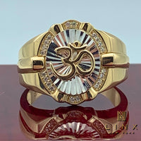 14K Two-tone Gold 3D Om Ring