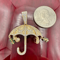 1.58” 14K Yellow Gold Umbrella Pendant