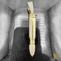 2” 14K Yellow Gold CZ Bullet Pendant