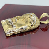 10k Yellow Gold Matte Jesus Face Pendant and 3mm Franco Chain Set