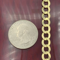 7mm 14K Yellow Gold Solid Flat Curb Chain