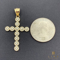 1.63” 14K Yellow Gold Iced Out Cross Pendant