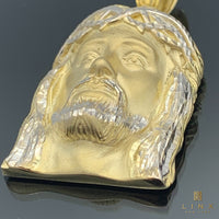 10K Two-tone Gold Jesus Face Pendant