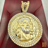 2.58” 14k Yellow Gold Jesus Face Medallion