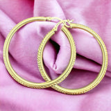 14k Yellow Gold Diamond Cut Hoop Earrings (2 sizes)