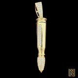 2” 14K Yellow Gold CZ Bullet Pendant