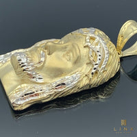 10K Two-tone Gold Jesus Face Pendant
