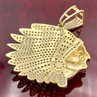 1.67” 14k Yellow Gold Native Chief Pendant