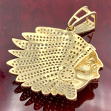 1.67” 14k Yellow Gold Native Chief Pendant