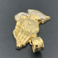 10K Yellow Gold ‘Praying Hands’ pendant - 1.75” tall