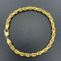 4.5MM 10K Yellow Gold Solid DC Rope Bracelet