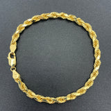 4.5MM 10K Yellow Gold Solid DC Rope Bracelet