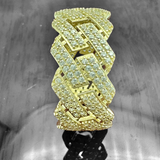 11mm 14K Yellow Gold Cuban Link Eternity Band Ring