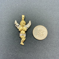 10K Two-tone Gold Angel Pendant