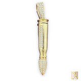 2” 14K Yellow Gold CZ Bullet Pendant
